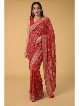 Zari Jaipur - Georgette Woven Saree With Unstitched Blouse