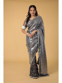 Zari Jaipur - Silk Embellished Saree With Unstitched Blouse