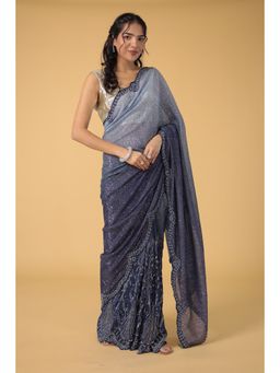 Zari Jaipur - Silk Embellished Saree With Unstitched Blouse