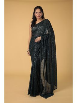 Zari Jaipur - Organza Embellished Saree With Unstitched Blouse