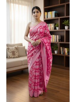 Anjaneya Sarees - Pink Designer Banarasi Silk Kanjivaram Solid Saree With Unstitched Blouse