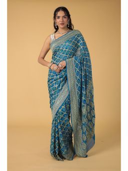 Zari Jaipur - Georgette Woven Saree With Unstitched Blouse