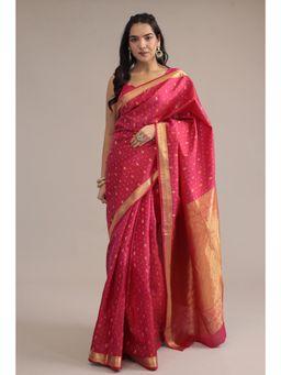 Zari Jaipur - Texture Zari Banarasi Handloom Saree With Unstitched Blouse