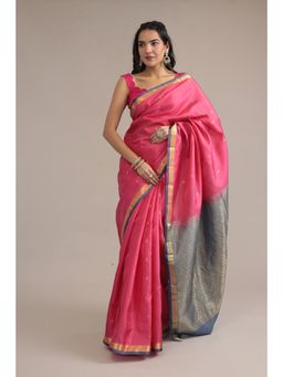 Zari Jaipur - Texture Zari Banarasi Handloom Saree With Unstitched Blouse