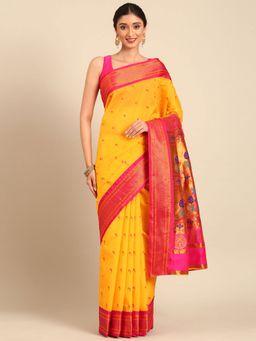 VARKALA SILK SAREES - Haldi Soft Silk Muniya Paithani Saree With Unstitched Blouse