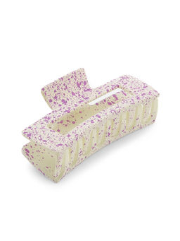 ToniQ - White & Purple Matte Finish Grip Printed Claw Hair Clip For Women