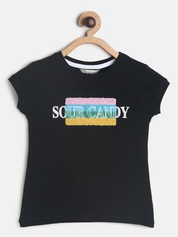 Tales & Stories - Black Cotton T-Shirt For Girls