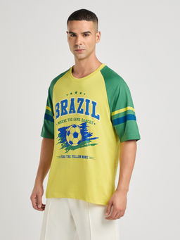 DILLINGER - Mens Foot Ball Team Printed Oversized Raglan Sleeve T-Shirt