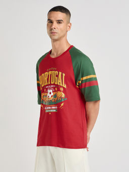 DILLINGER - Mens Foot Ball Team Printed Oversized Raglan Sleeve T-Shirt