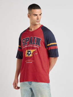 DILLINGER - Mens Foot Ball Team Printed Oversized Raglan Sleeve T-Shirt