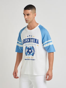 DILLINGER - Mens Foot Ball Team Printed Oversized Raglan Sleeve T-Shirt