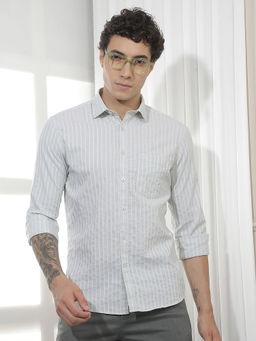 CRIMSOUNE CLUB - Men's Green Vertical Stripes Shirt