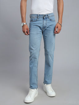 necked - Men's Ice Blue Washed Comfort Straight Jeans