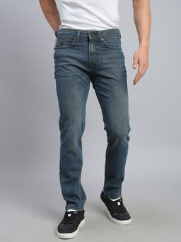 necked - Men's Blue Washed Comfort Straight Jeans