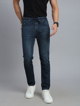 necked - Men's Blue Washed Straight Fit Denim Jeans