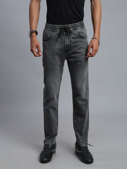 necked - Men's Vintage Grey Solid Relax Fit Denim Jeans