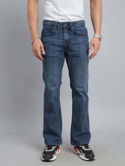 necked - Men's Ash Blue Solid Stretch Jeans