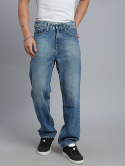 necked - Men Blue Washed Straight Fit Jeans