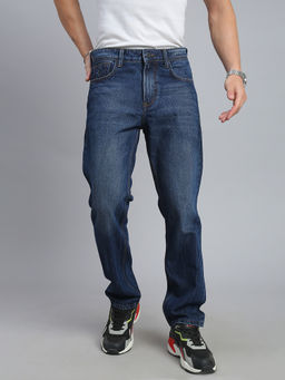 necked - Men Dark Blue Washed Comfort Fit Jeans