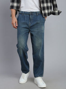 necked - Men Vintage Blue Washed Straight Fit Jeans