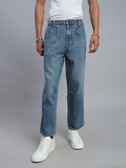 necked - Men Light Blue Washed Straight Fit Jeans
