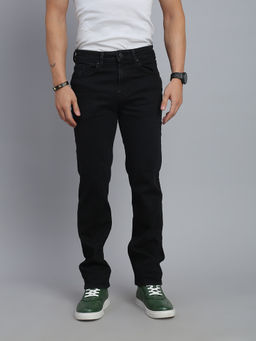 necked - Men Black Solid Straight Fit Jeans