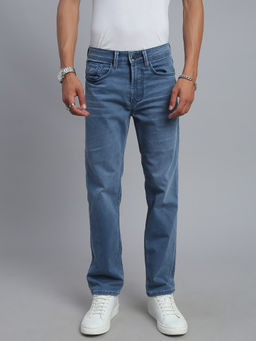 necked - Men Ice Blue Solid Straight Jeans