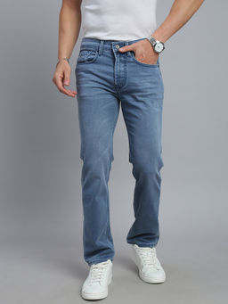 necked - Men Sky Blue Solid Straight Jeans