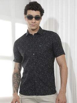 CRIMSOUNE CLUB - Men's Blue Printed Shirt