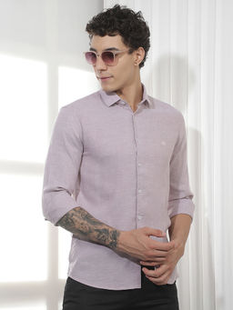 CRIMSOUNE CLUB - Men's Purple Linen Shirt