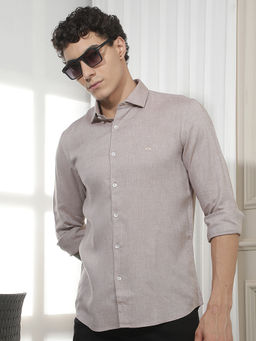 CRIMSOUNE CLUB - Men's Mauve Linen Shirt