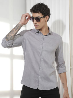 CRIMSOUNE CLUB - Men's Grey Linen Shirt