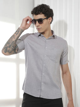 CRIMSOUNE CLUB - Men's Grey Linen Shirt