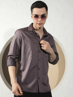 CRIMSOUNE CLUB - Men's Purple Micro Print Shirt