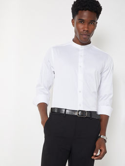 max - Men White Solid Regular Shirt