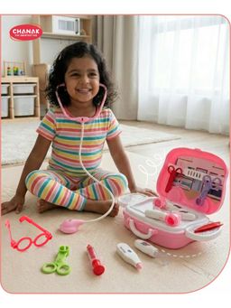 Chanak - 10-Piece Pretend Play Doctor Set for Kids with Led Tools Pink