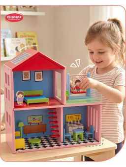 Chanak - 16-Piece Wooden Doll House Play Set for Kids