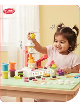 Chanak - 28-Piece Play Dough Ice Cream Maker Set-White