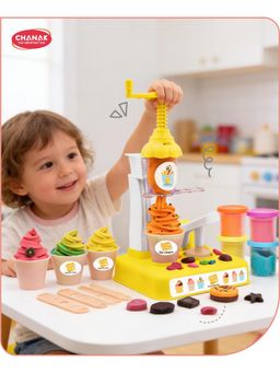 Chanak - 28-Piece Play Dough Ice Cream Maker Set-Yellow