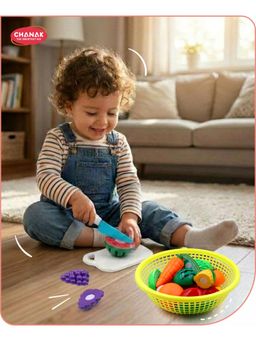 Chanak - 13-Piece Fruit and Vegetable Set with Basket-Yellow