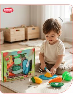 Chanak - 7-Piece Kids Vegetable Cutting Play Set with Knife and Board
