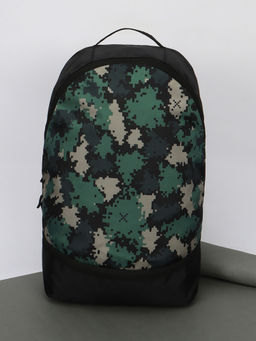 Bewakoof - Unisex Black & Green Camo Pixel Small Backpack (S)
