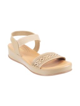 Metro - Womens Beige Flat SandalsMetro Women Beige Synthetic Self Design Sandals