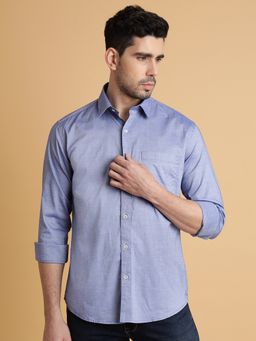 Greenfibre - Men's 100% Cotton Solid Purple Regular Fit Cutaway Semi Casual Shirt