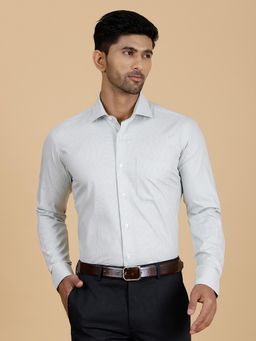Metal - Men's White Cotton Slim Fit Checked Formal Shirt