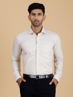 Metal - Men's White Cotton Slim Fit Checked Formal Shirt