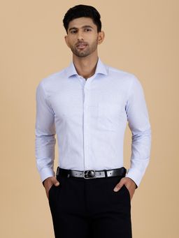 Metal - Men's White Cotton Slim Fit Checked Formal Shirt