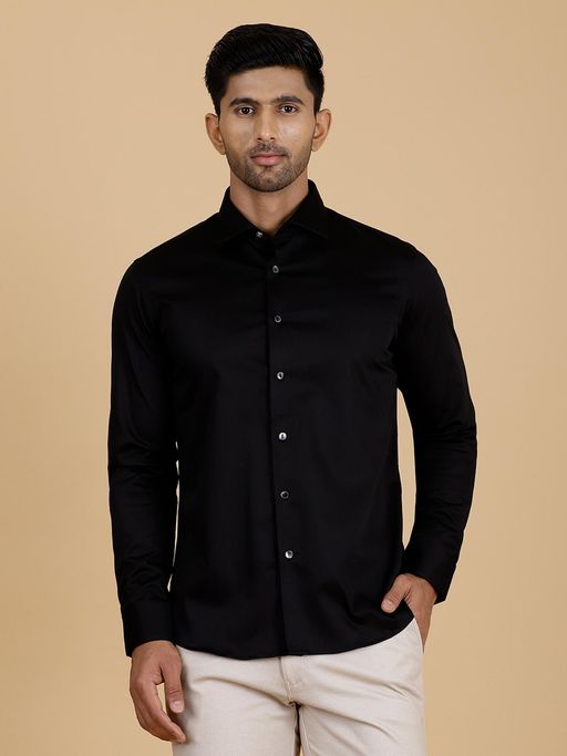 Wyre Men's Black Cotton Slim Fit Party Wear Shirt