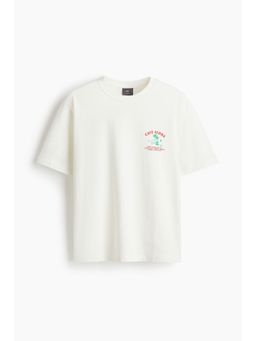 H&M - Men White Loose Fit Printed T-Shirt