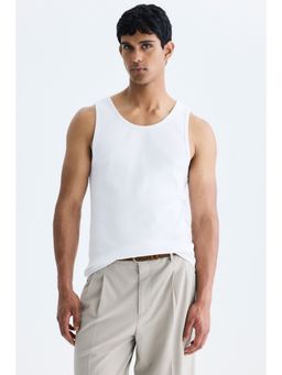 H&M - Men White Slim Fit Ribbed Vest Top